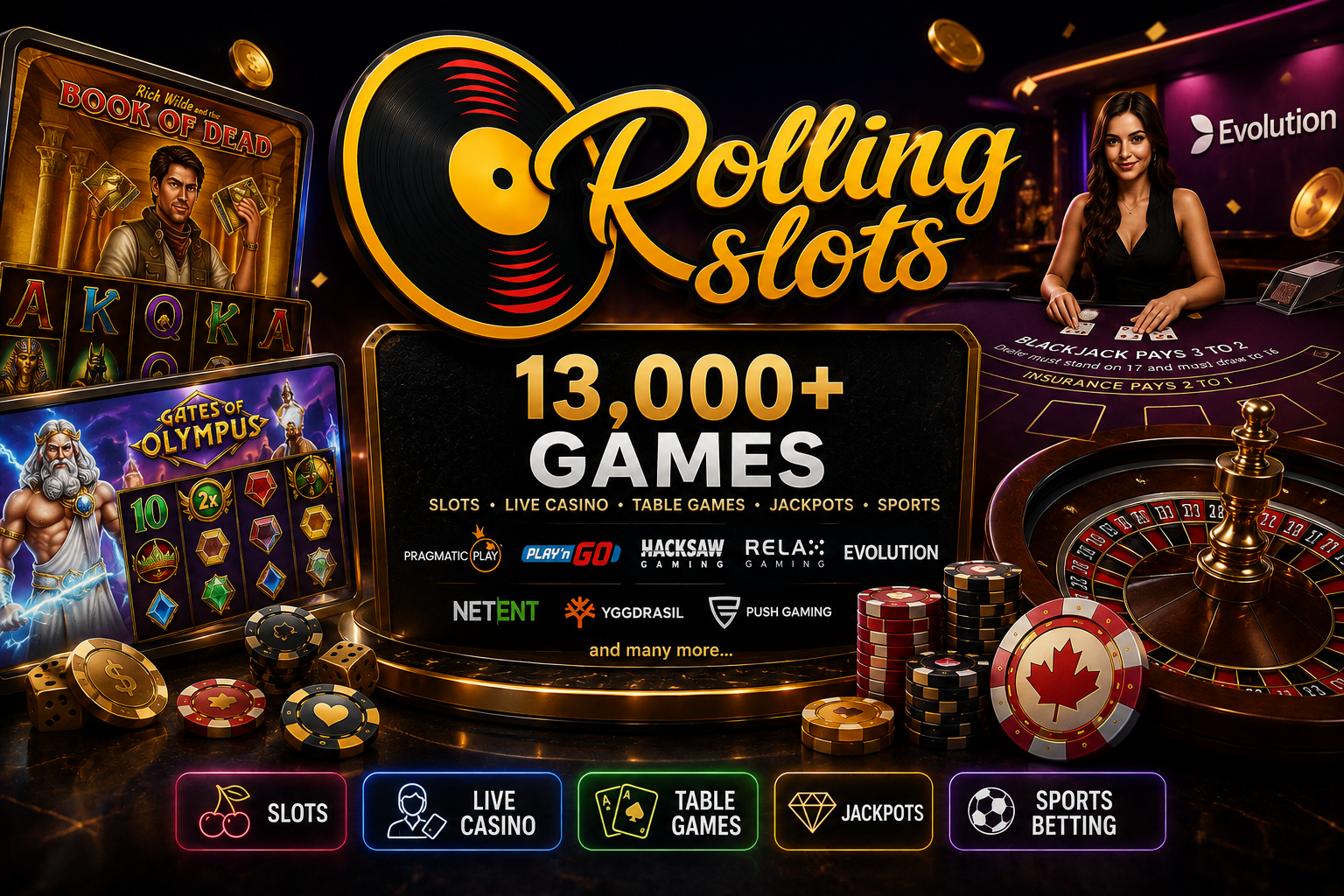 Rolling Slots casino games and software providers