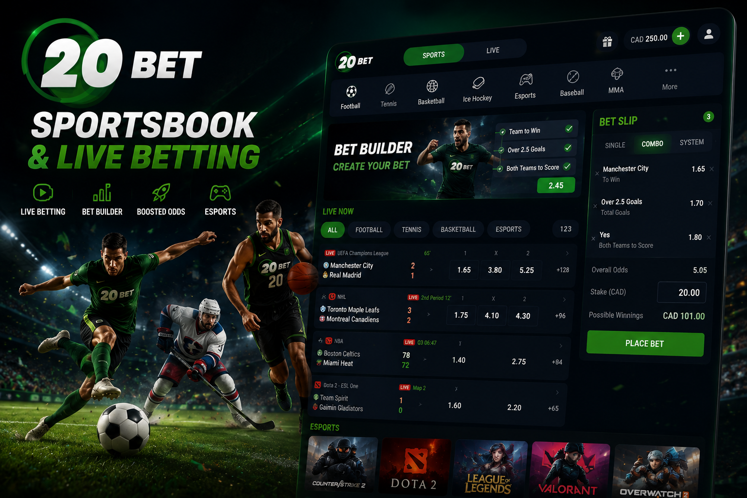 20Bet sportsbook and live betting Canada