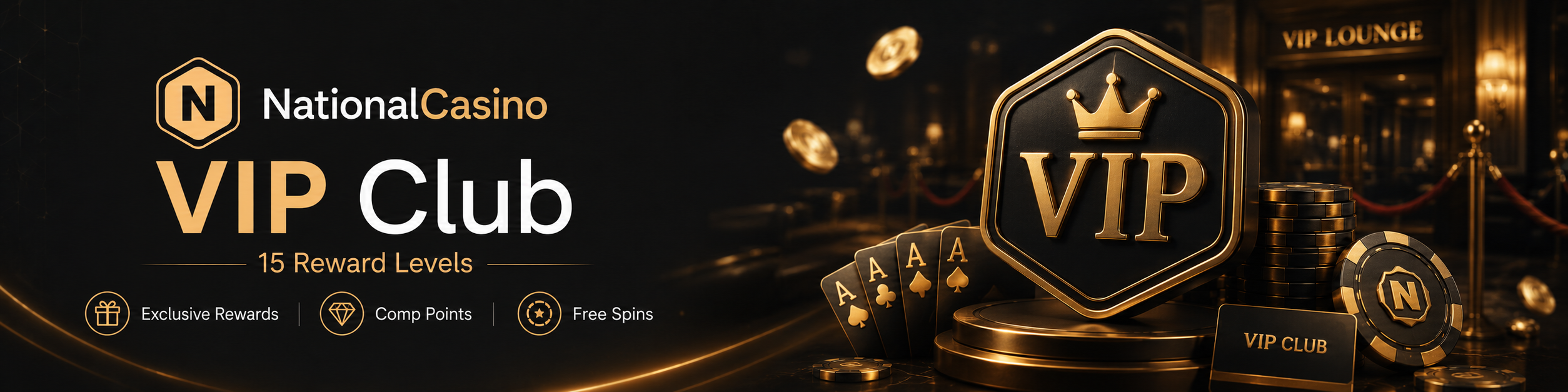 NationalCasino VIP Club with 15 loyalty levels Comp Points and player rewards