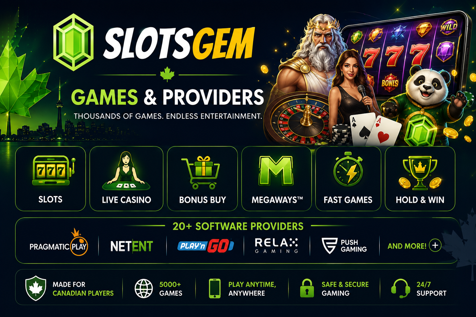 SlotsGem casino games and software providers
