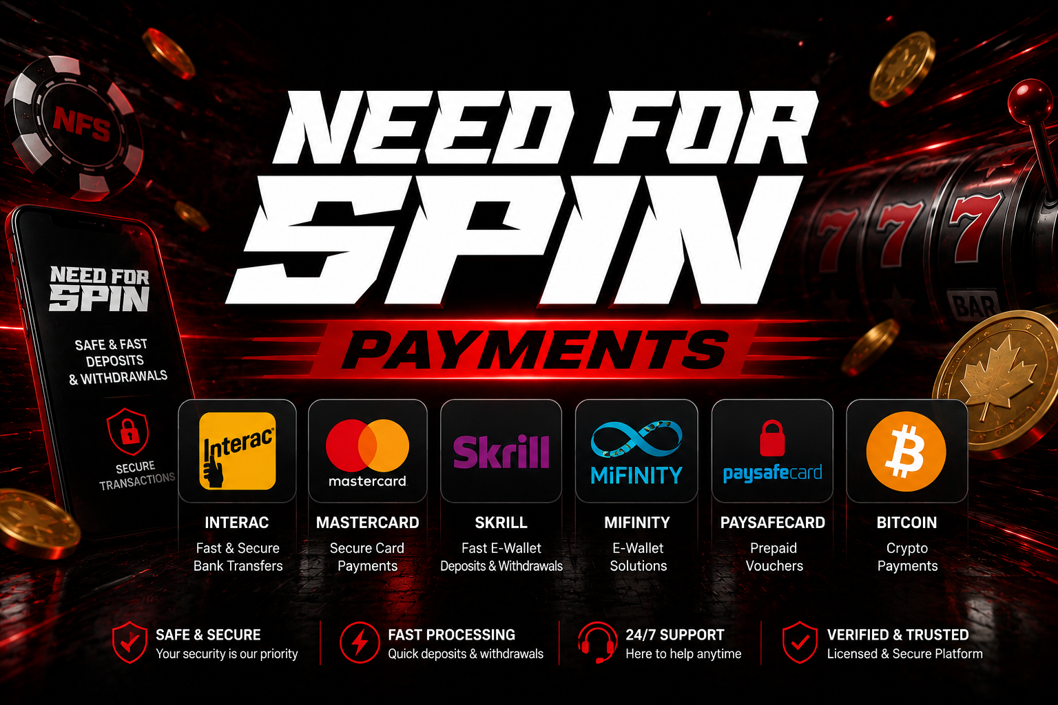 Need for Spin payment methods Canada