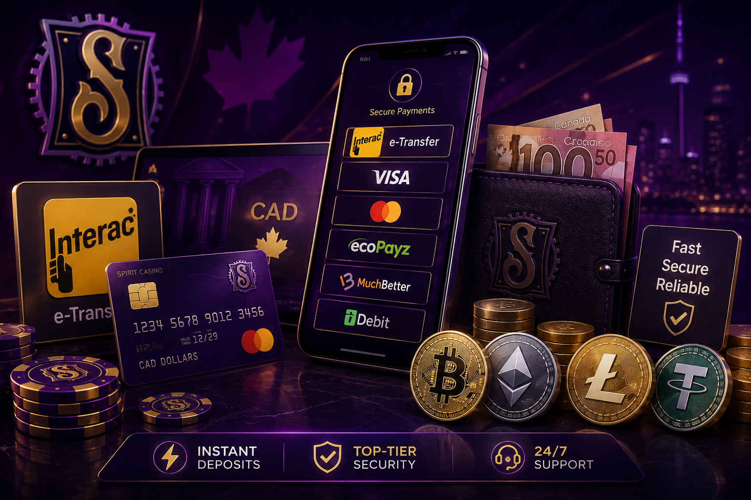 Spirit Casino Canada payments Interac and cryptocurrency