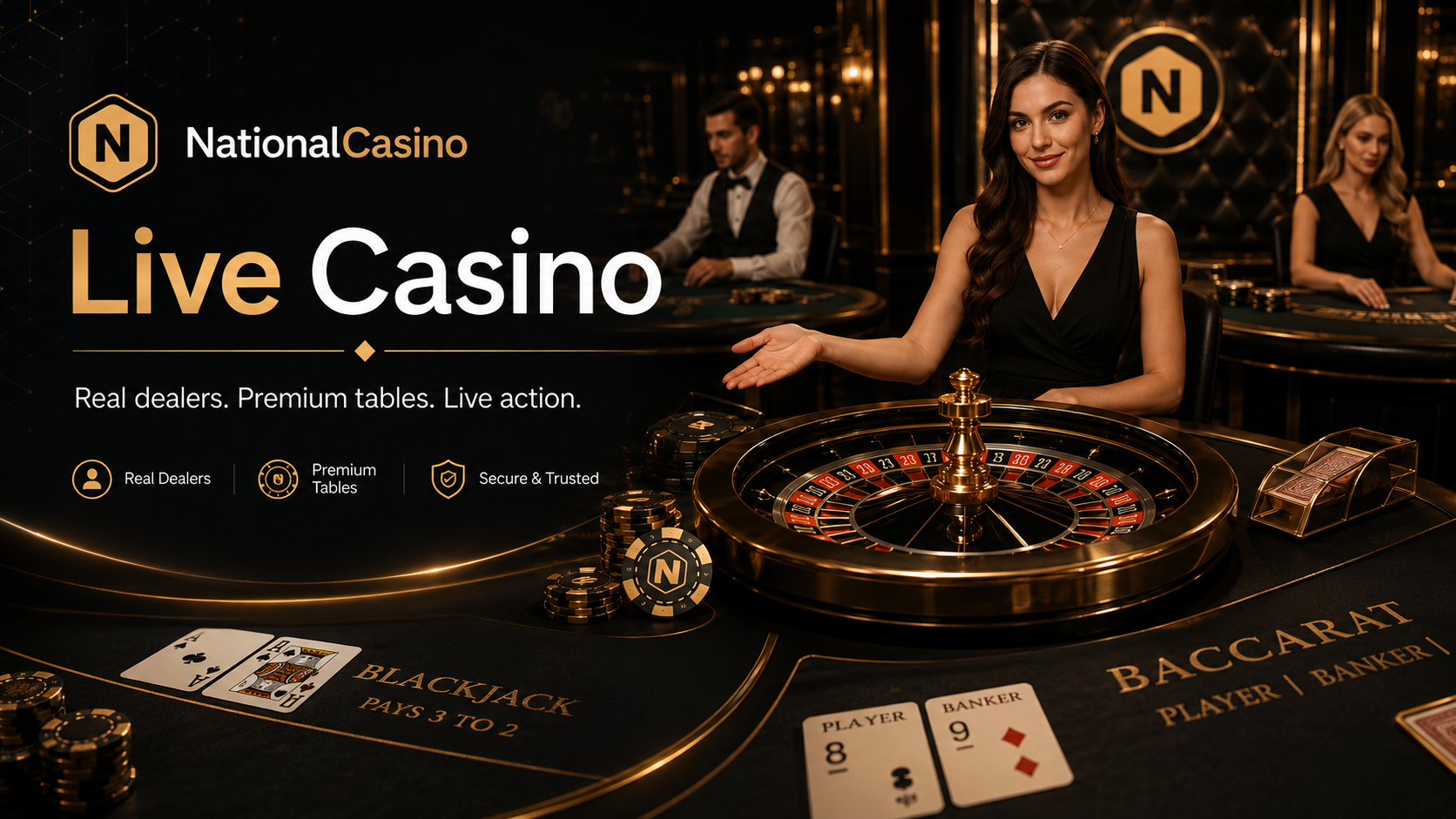 NationalCasino live casino with blackjack roulette baccarat and live dealer games