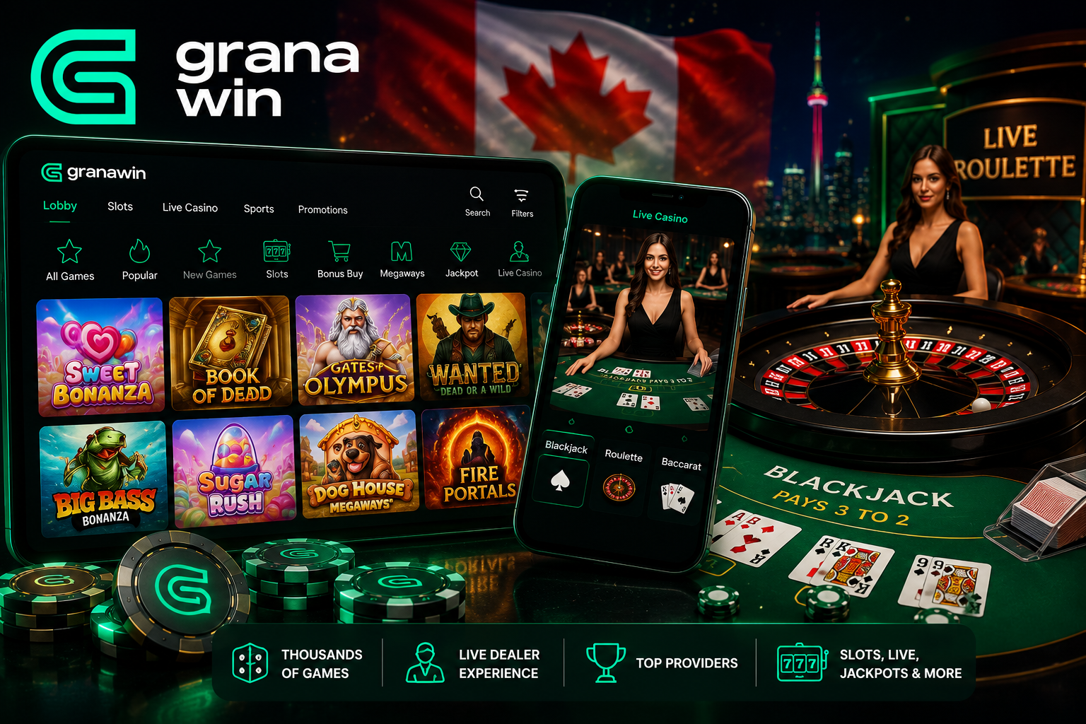 Granawin casino games slots and live casino Canada