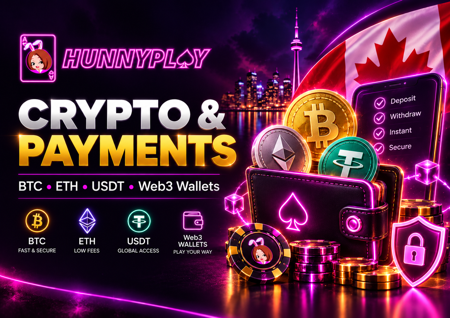 HunnyPlay cryptocurrency and payment methods