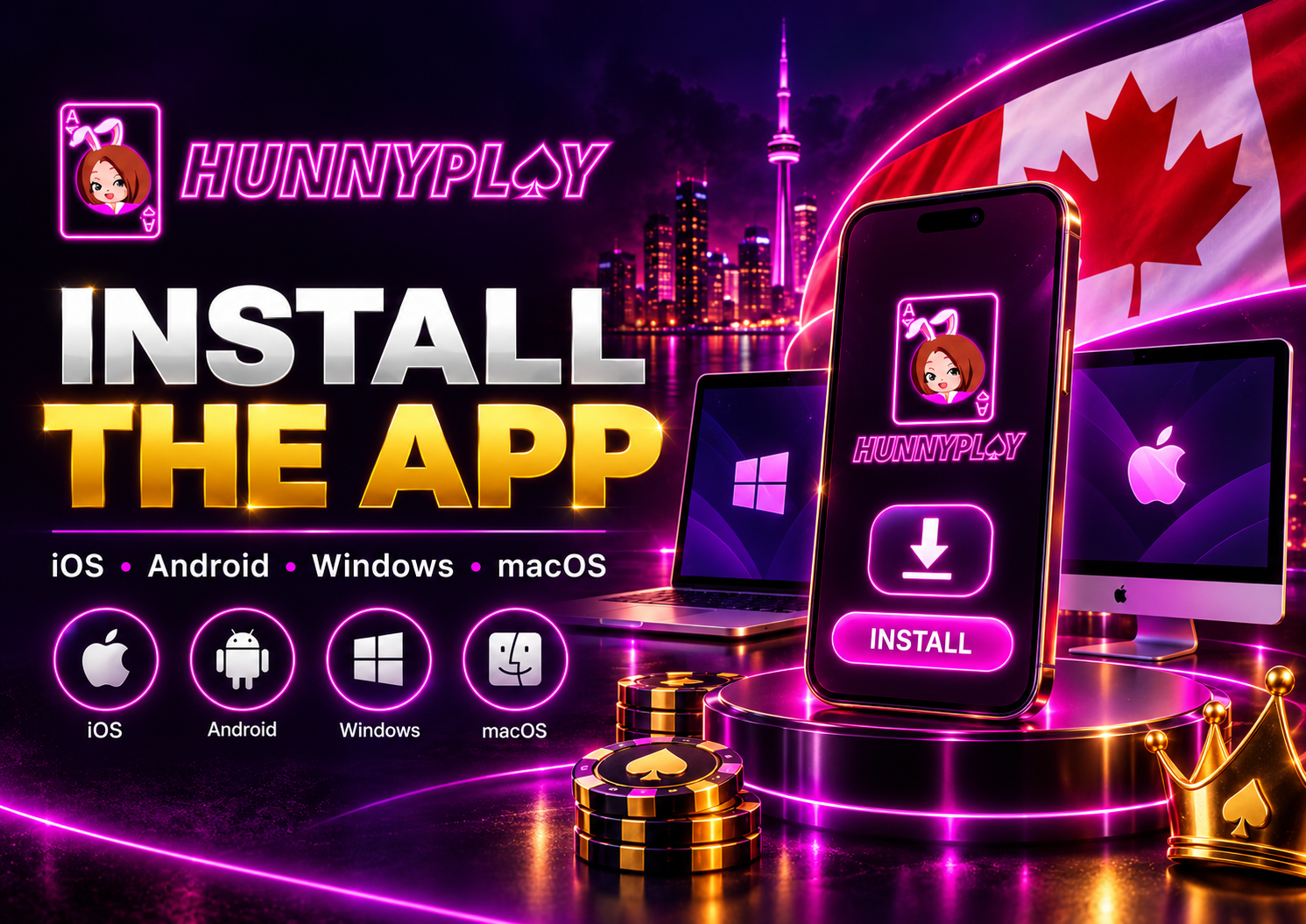 HunnyPlay app for iOS Android Windows and macOS