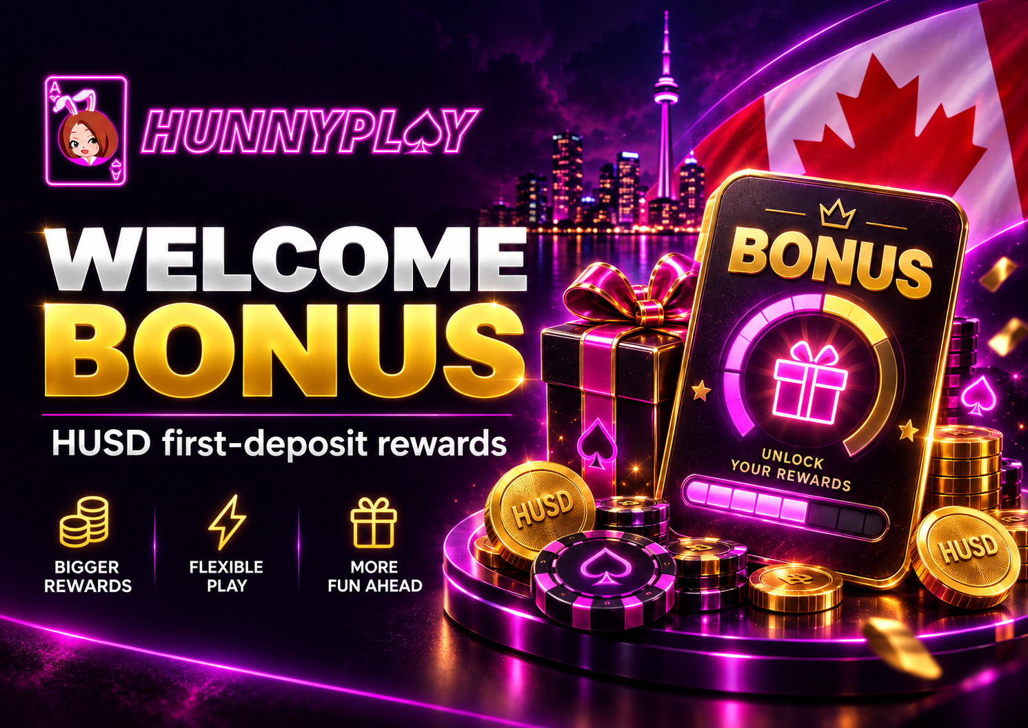 HunnyPlay welcome bonus with up to 225 Free Spins