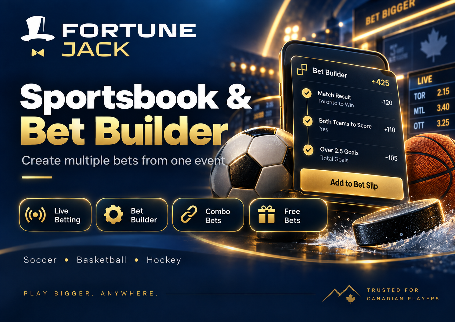 FortuneJack sportsbook and Bet Builder Canada